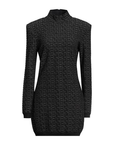 Balmain Woman Mini Dress Black Size 14 Viscose, Polybutylene, Cotton, Polyamide, Metallic Fiber