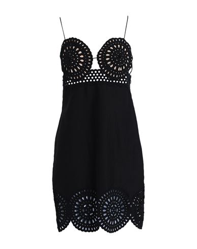 Shop Stella Mccartney Woman Mini Dress Black Size 4-6 Linen, Cotton, Polyamide
