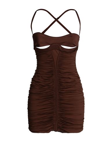Mugler Woman Mini Dress Cocoa Size 6 Polyamide, Elastane In Brown