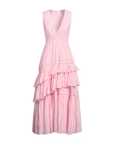 Shop Loveshackfancy Woman Midi Dress Pink Size Xs Cotton, Silk