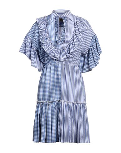 Alessandro Enriquez Woman Mini Dress Azure Size 4 Cotton In Blue