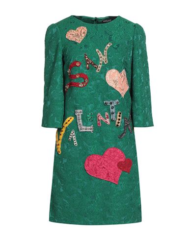 Dolce & Gabbana Woman Mini Dress Green Size 4 Polyester, Polyamide, Elastane, Cotton, Silk