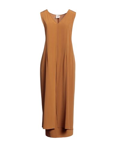 Alysi Woman Midi Dress Camel Size 8 Silk In Beige