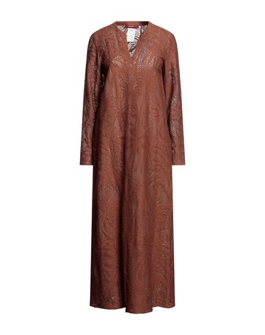 Max Mara Studio Woman Maxi Dress Brown Size 6 Cotton, Polyamide