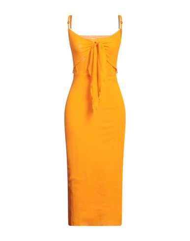 Shop Patou Woman Midi Dress Orange Size 8 Cotton