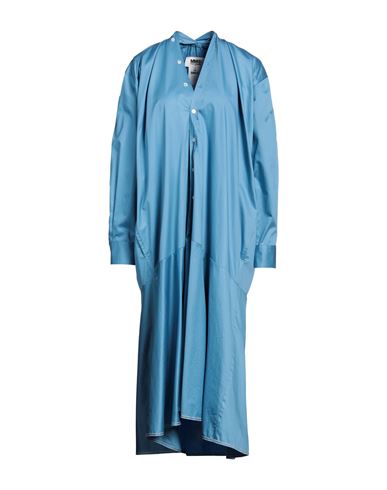Mm6 Maison Margiela Woman Midi Dress Azure Size 8 Cotton In Blue