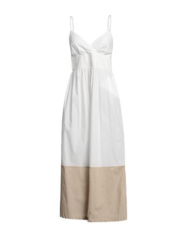 Alpha Studio Woman Midi Dress White Size 8 Cotton, Elastane