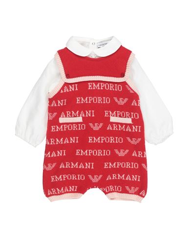 Shop Emporio Armani Newborn Boy Baby Set Red Size 3 Wool, Silk, Cashmere, Linen, Cotton