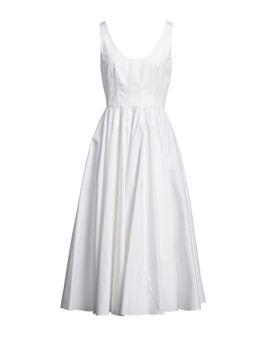 Alexander Mcqueen Woman Midi Dress White Size 4 Cotton