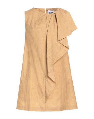 Alpha Studio Woman Mini Dress Camel Size 2 Linen, Viscose, Polyamide In Beige