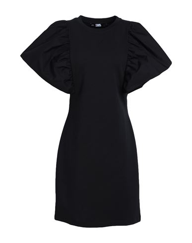 Karl Lagerfeld Woman Mini Dress Black Size L Cotton, Modal, Elastane