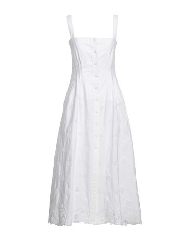Shop Chloé Woman Midi Dress White Size 6 Cotton