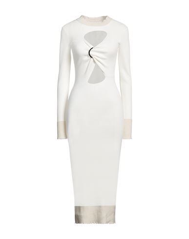 Attico The  Woman Midi Dress Cream Size 4 Viscose, Polyester, Acrylic, Polyamide, Mohair Wool In White