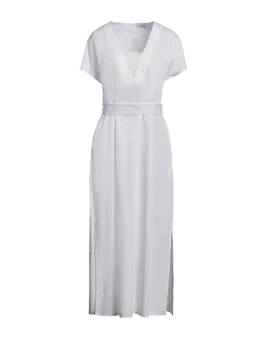 Shop Peserico Woman Maxi Dress White Size 10 Cotton, Elastane