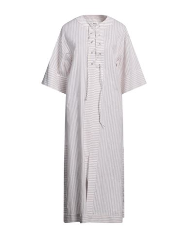 Ottod'ame Woman Midi Dress Beige Size 8 Linen, Cotton