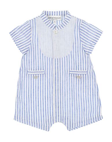 Shop Emporio Armani Newborn Boy Baby Jumpsuits & Overalls Light Blue Size 3 Linen, Cotton