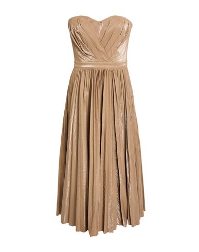 Elisabetta Franchi Woman Midi Dress Light Brown Size 6 Viscose, Polyester, Cotton, Metallic Fiber, P In Neutral