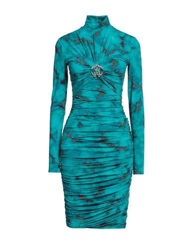 Roberto Cavalli Woman Midi Dress Turquoise Size 6 Polyamide, Elastane In Blue