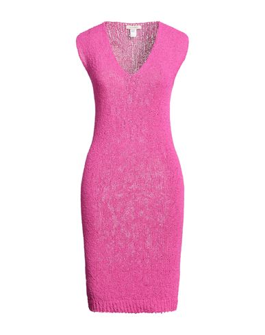 Shop Homeward Clothes Woman Midi Dress Fuchsia Size L Polyamide In Pink