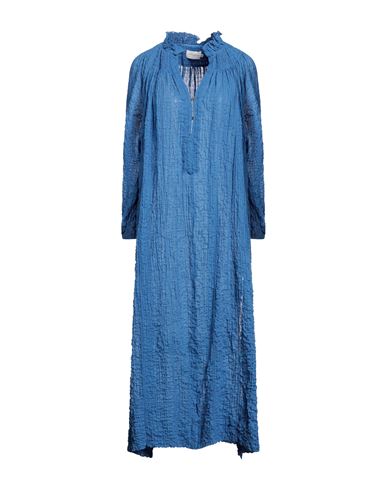 Three Graces London Woman Midi Dress Azure Size 6 Cotton, Elastane In Blue