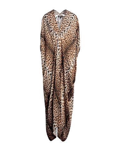 Roberto Cavalli Woman Maxi Dress Beige Size 10 Viscose In Animal Print