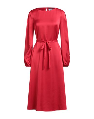 The Abito Milano Woman Midi Dress Red Size 4 Polyester In Red