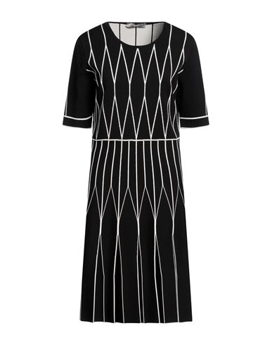 D-exterior D. Exterior Woman Midi Dress Black Size Xl Merino Wool, Polyester, Polyamide, Elastane