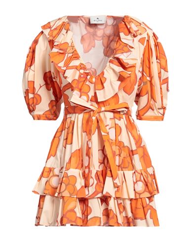 Etro Woman Mini Dress Orange Size 6 Viscose, Elastane