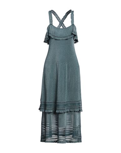 M Missoni Woman Midi Dress Deep Jade Size 4 Viscose, Metallic Fiber, Polyester In Gray