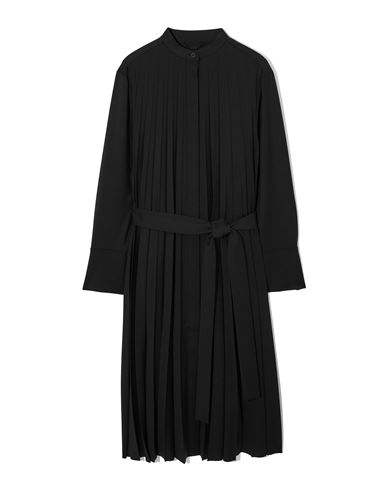 Cos Woman Midi Dress Black Size 10 Polyester, Wool, Elastane