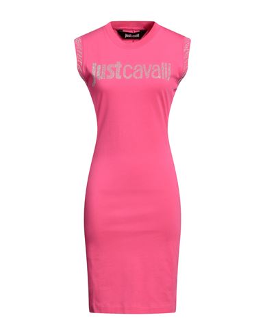 Shop Just Cavalli Woman Mini Dress Fuchsia Size L Cotton In Pink