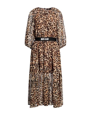 Just Cavalli Woman Midi Dress Beige Size 10 Polyester