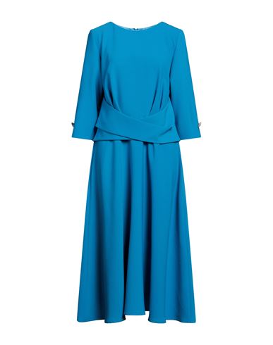 Luis Civit Woman Midi Dress Azure Size 14 Polyester, Polyurethane In Blue