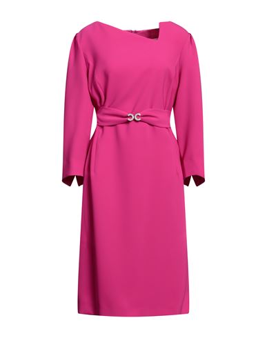 Luis Civit Woman Midi Dress Fuchsia Size 20 Polyester, Polyurethane In Pink