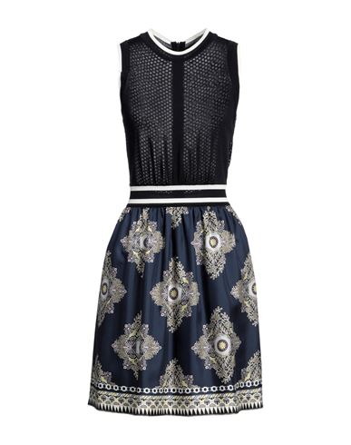 Shop Etro Woman Mini Dress Navy Blue Size 6 Viscose, Cotton