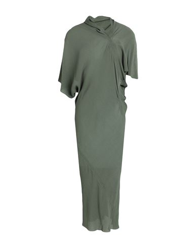 Rick Owens Woman Midi Dress Military Green Size 8 Viscose, Silk