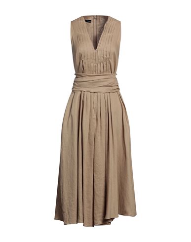 Emporio Armani Woman Midi Dress Beige Size 6 Linen