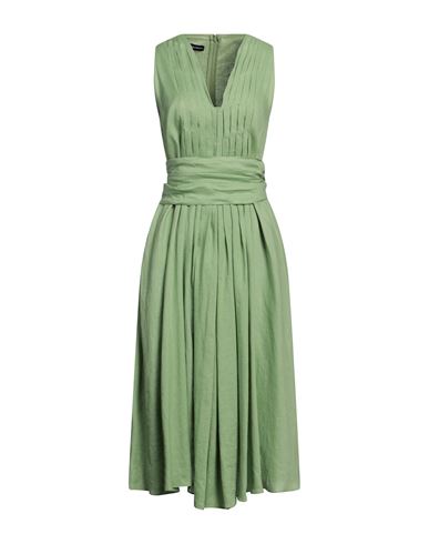 Emporio Armani Woman Midi Dress Light Green Size 10 Linen