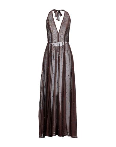 Oseree Oséree Woman Maxi Dress Dark Brown Size M/l Cotton, Silk