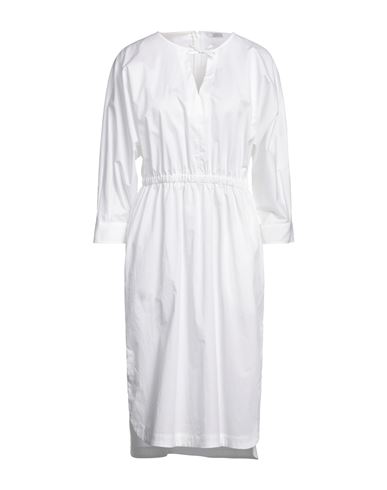 Peserico Easy Woman Midi Dress White Size 6 Cotton, Elastane