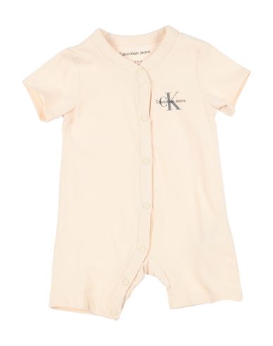 Shop Calvin Klein Jeans Est.1978 Calvin Klein Jeans Newborn Boy Baby Jumpsuits & Overalls Beige Size 0 Cotton, Elastane