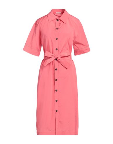 Peserico Woman Midi Dress Coral Size 14 Cotton, Polyester In Red