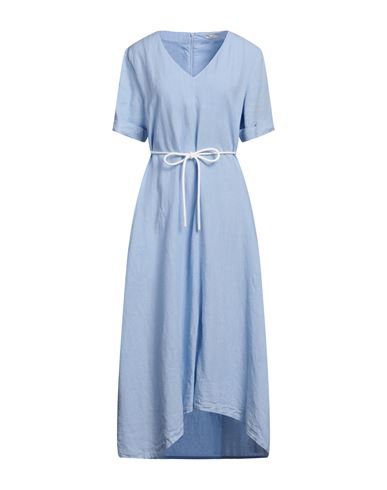 Peserico Woman Midi Dress Light Blue Size 12 Linen, Cotton