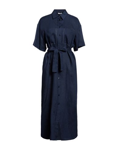 Shop Peserico Woman Maxi Dress Midnight Blue Size 6 Linen
