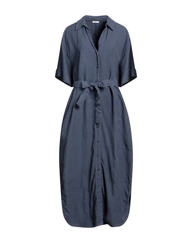 Peserico Easy Woman Maxi Dress Slate Blue Size 12 Linen