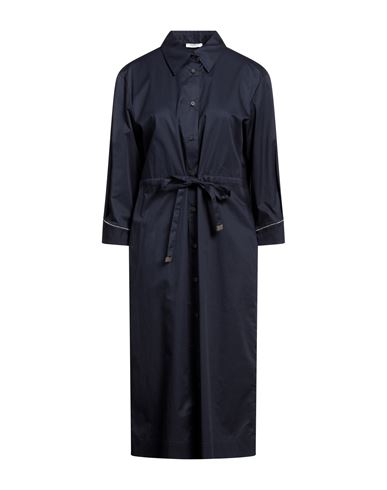 Peserico Woman Midi Dress Midnight Blue Size 14 Cotton, Elastane