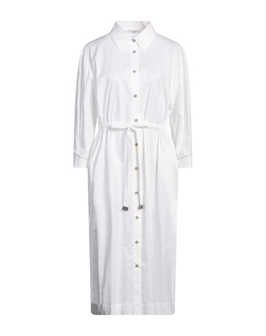 Peserico Woman Midi Dress White Size 12 Cotton, Elastane