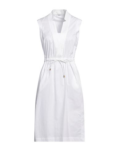 Peserico Woman Midi Dress White Size 4 Cotton, Elastane
