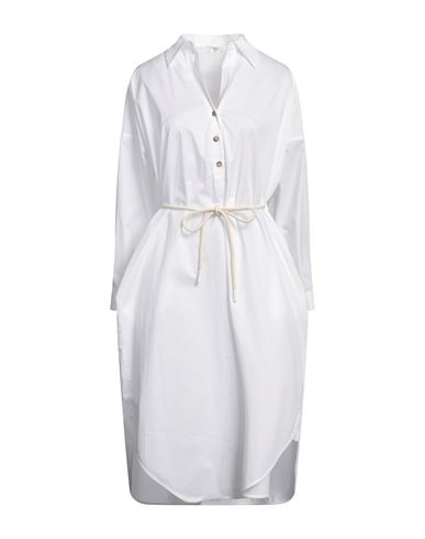 Peserico Woman Midi Dress White Size 6 Cotton, Elastane