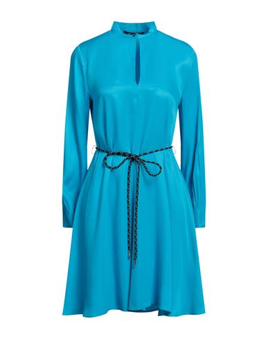 Armani Exchange Woman Mini Dress Azure Size 12 Viscose In Blue